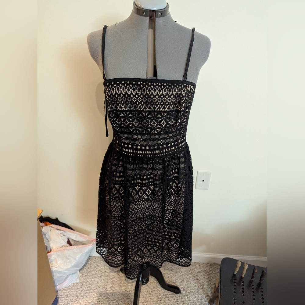 Jessica Simpson Black Tan Spaghetti Strap Sundress